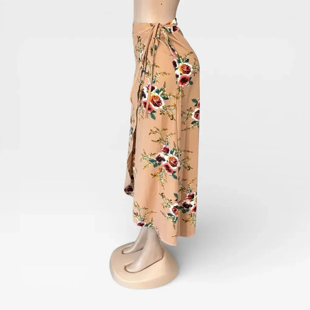 Floral Printed Tied Waist Skirt